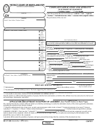 Form DC-CV-001 Complaint/Application and Affidavit in Support of Judgment - Maryland