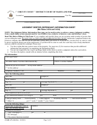 Form CC-DC-CV-114 Judgment Debtor (Defendant) Information Sheet - Maryland