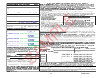 Document preview: Form DR-049E Maryland Uniform Complaint and Citation - Sample - Maryland