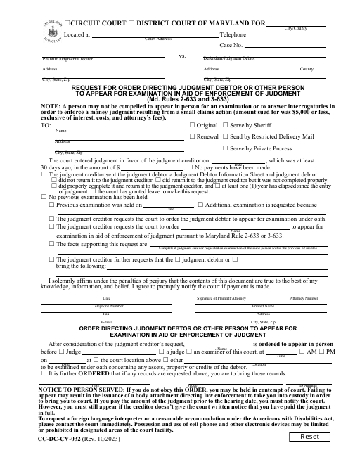 Form CC-DC-CV-032  Printable Pdf