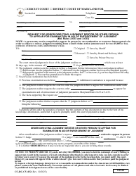 Form CC-DC-CV-032 Request for Order Directing Judgment Debtor or Other Person to Appear for Examination in Aid of Enforcement of Judgment - Maryland
