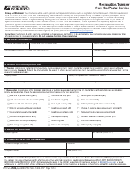 PS Form 2574 Resignation/Transfer From the Postal Service