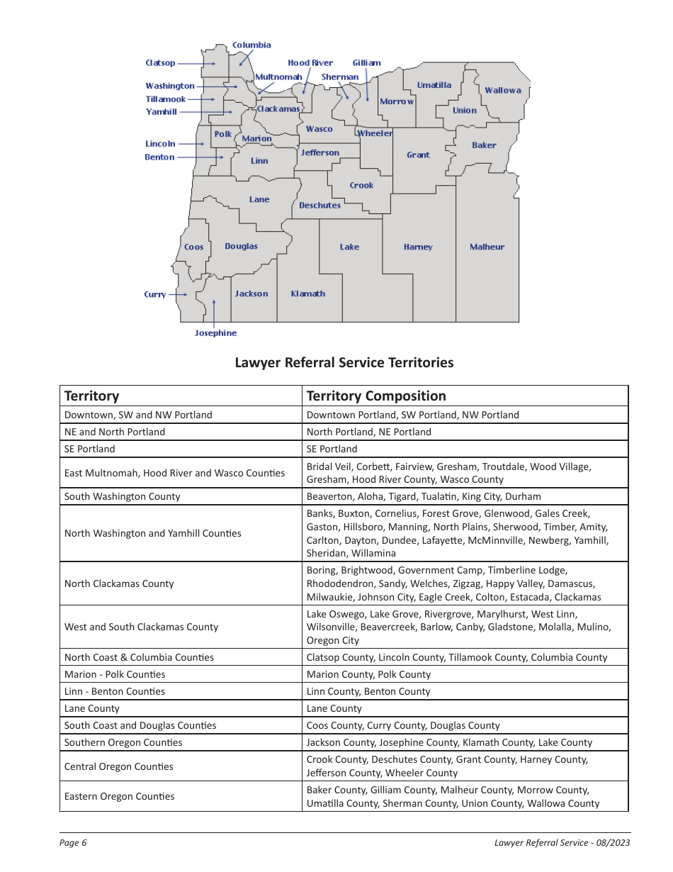 Lawyer Referral Service Registration Form - Oregon, Page 6