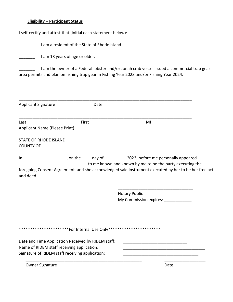 American Lobster and Jonah Crab Electronic Vessel Tracking Device Distribution Application - Rhode Island, Page 3