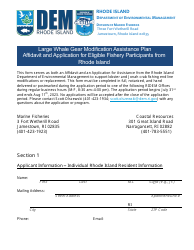Document preview: Large Whale Gear Modification Assistance Plan Affidavit and Application for Eligible Fishery Participants From Rhode Island - Rhode Island, 2023