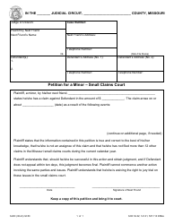 Document preview: Form SC50 Petition for a Minor - Small Claims Court - Missouri
