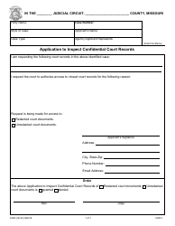 Document preview: Form GN138 Application to Inspect Confidential Court Records - Missouri