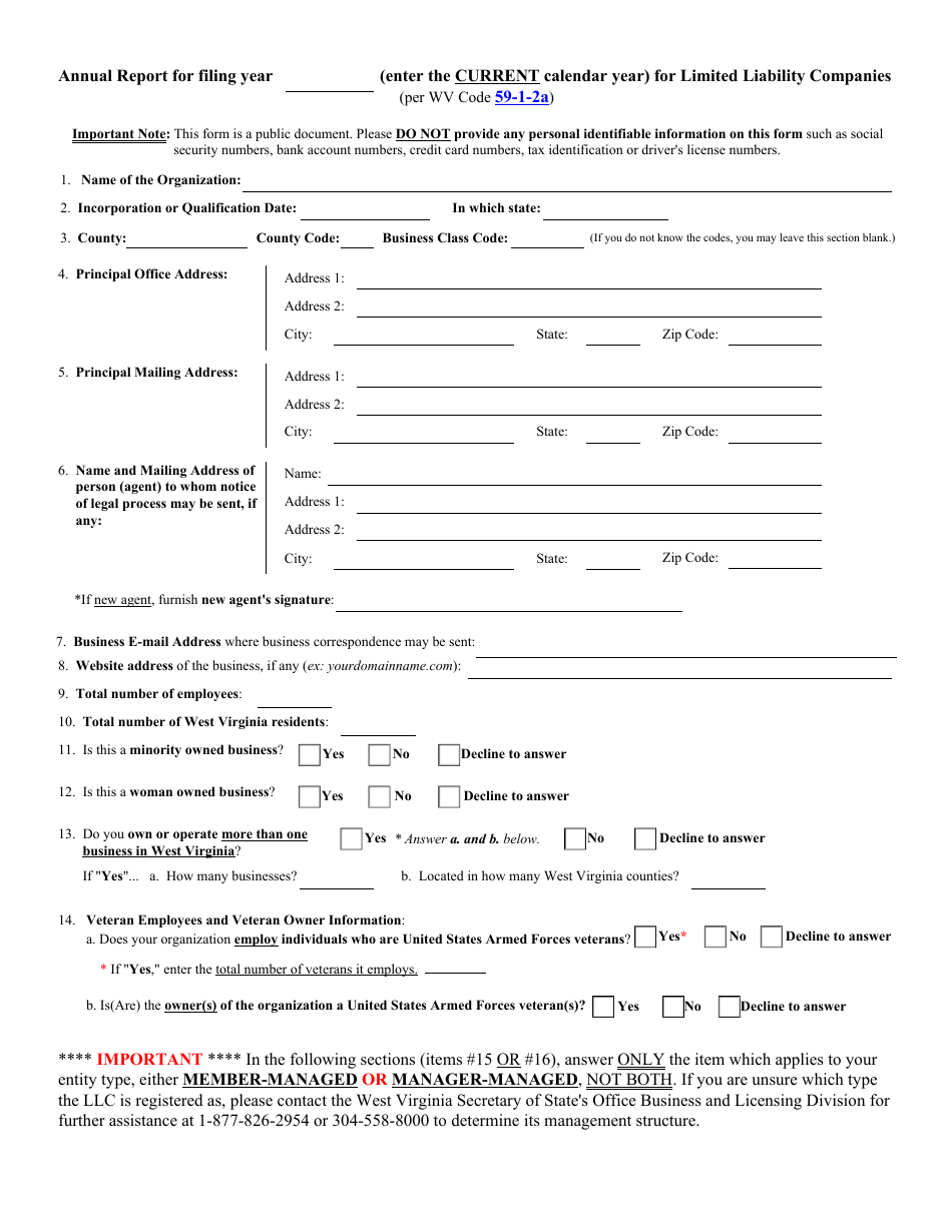 Form LLD-10 Application for Reinstatement of Revoked or Administratively Dissolved Limited Liability Company - West Virginia, Page 2