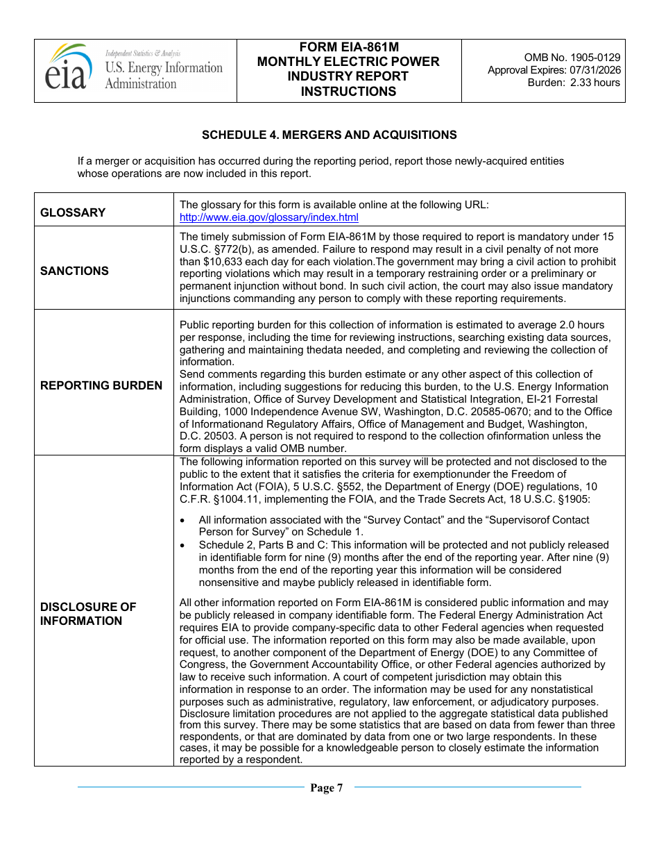 Instructions for Form EIA-861M Monthly Electric Power Industry Report, Page 7
