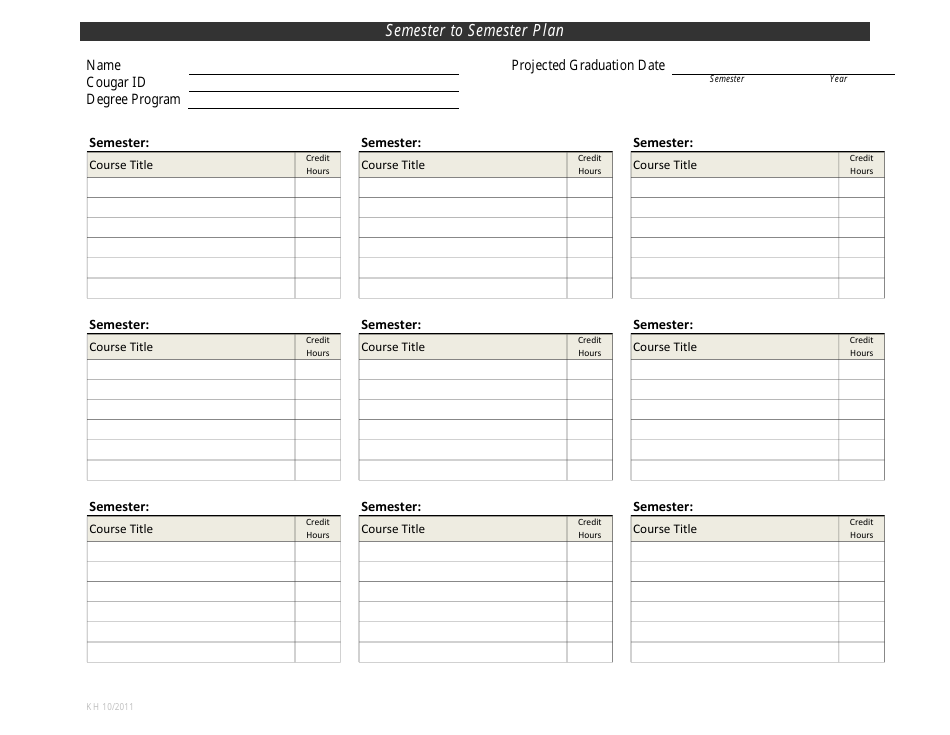 Semester to Semester Plan Template - Preview