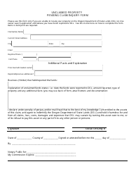 Unclaimed Property Pending Claim Inquiry Form - Oregon, Page 2