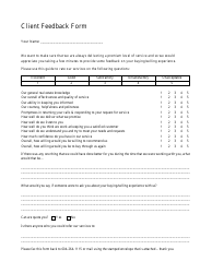 Document preview: Client Feedback Form