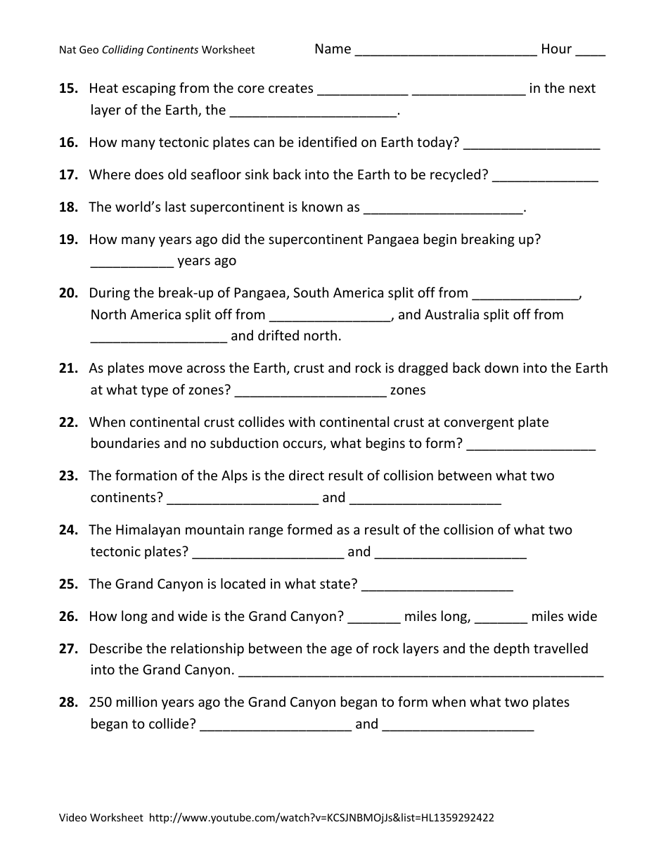 Colliding Continents - Earth Science Worksheet, Page 2