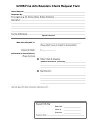 Document preview: Arts Student Check Request Form - Ghhs Fine Arts Boosters