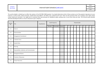 Document preview: Internal Audit Schedule Template