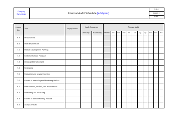 Internal Audit Schedule Template, Page 2