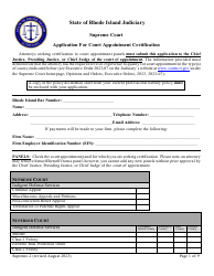 Document preview: Form Supreme-2 Application for Court Appointment Certification - Rhode Island