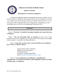 Form OCI-3 Language Assistant Complaint - Rhode Island (Portuguese)