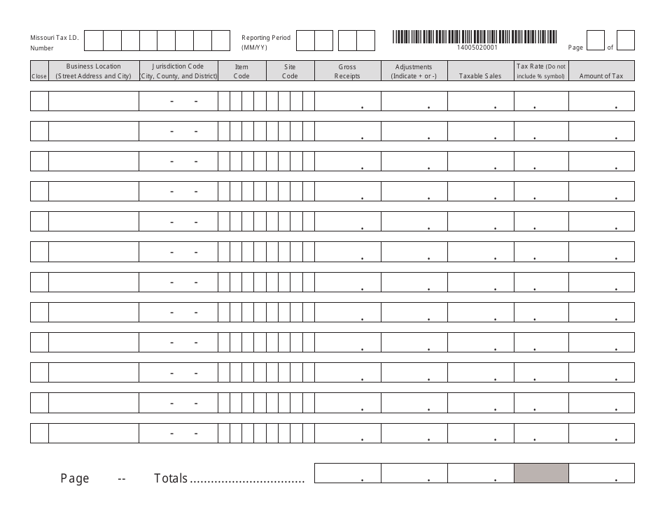 Form 53-V Vendors Use Tax Return - Missouri, Page 2
