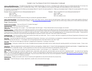 Form 53-V Vendor&#039;s Use Tax Return - Missouri, Page 4