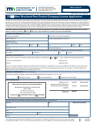 Document preview: Form AG-03031 New Structural Pest Control Company License Application - Minnesota