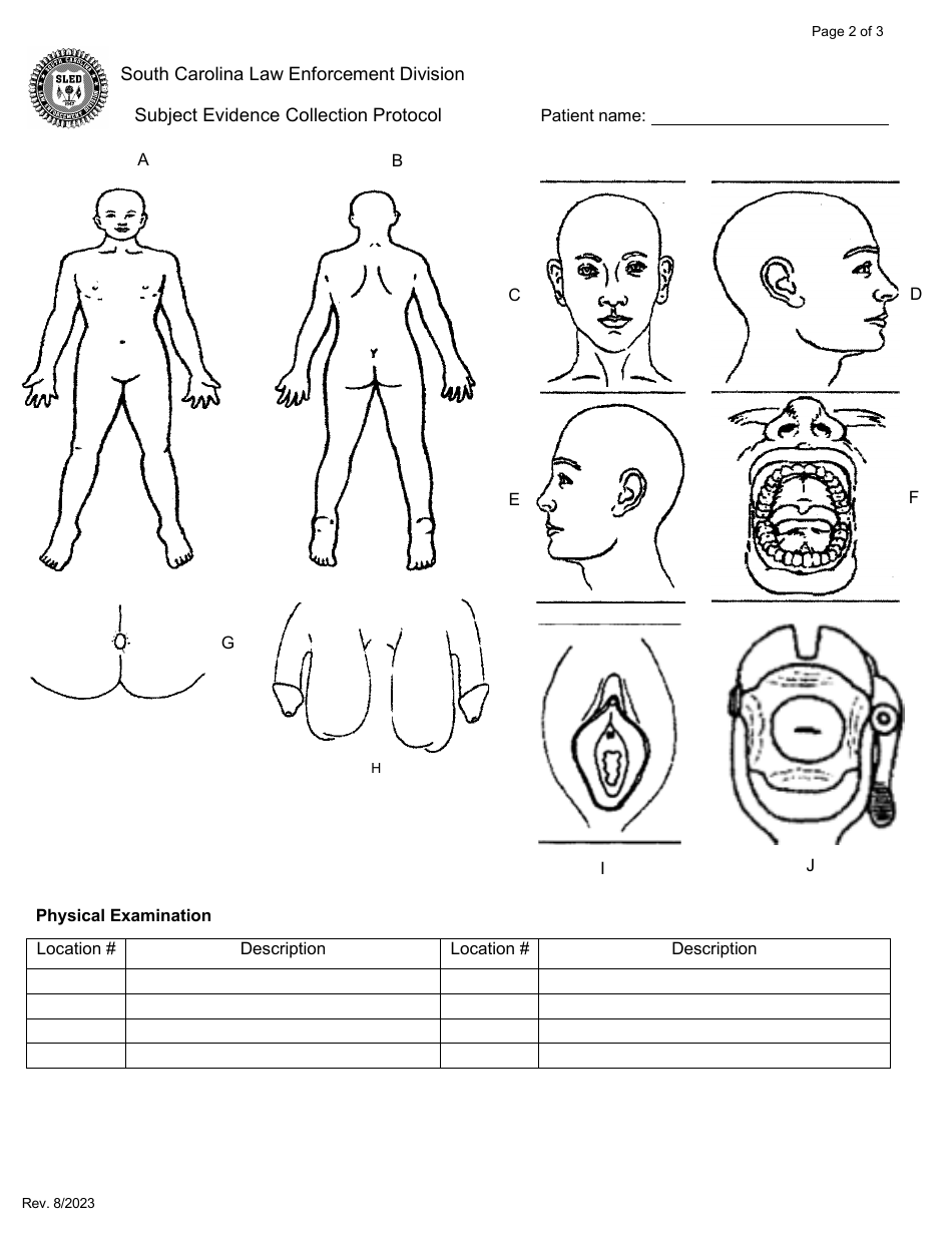Subject Evidence Collection Protocol - South Carolina, Page 2