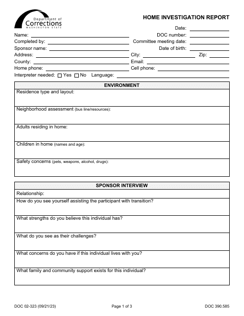 Form DOC02-323  Printable Pdf