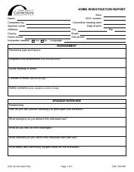 Form DOC02-323 Home Investigation Report - Washington