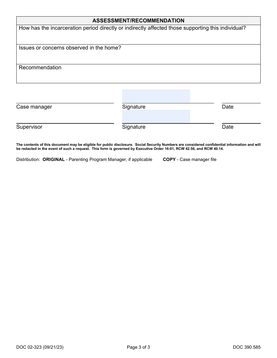 Form DOC02-323 Home Investigation Report - Washington, Page 3
