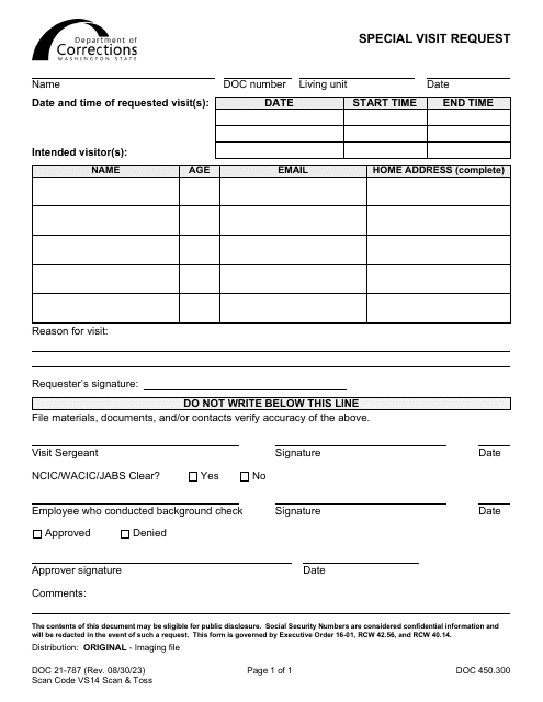 Form DOC21-787  Printable Pdf