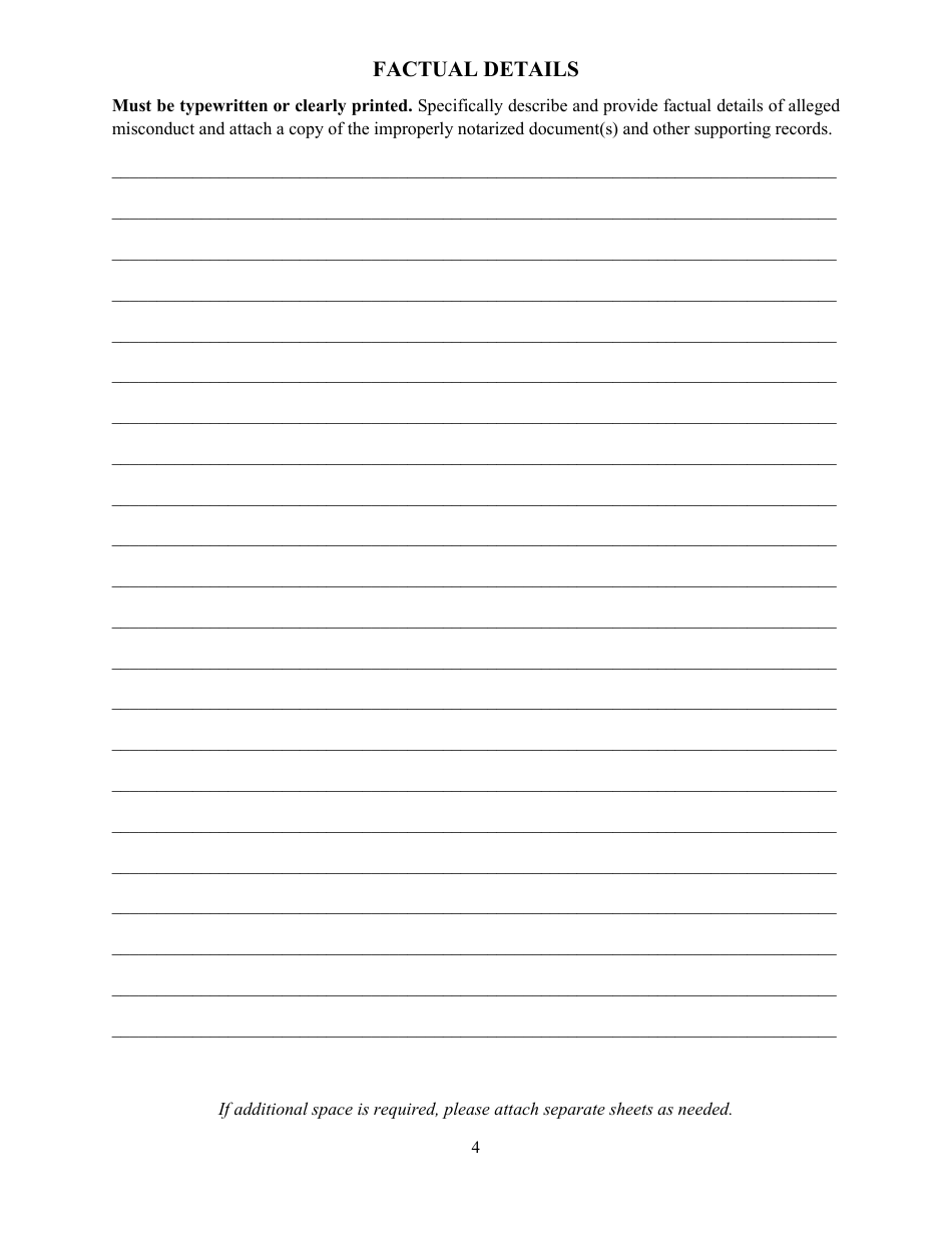 Affidavit of Notary Misconduct (Notary Public Complaint) - Alabama, Page 4