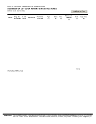 Document preview: Form RW07-08 Summary of Outdoor Advertising Structures - California