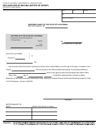 Document preview: Form RW09-15 Declaration of Mailing (Notice of Intent) - California