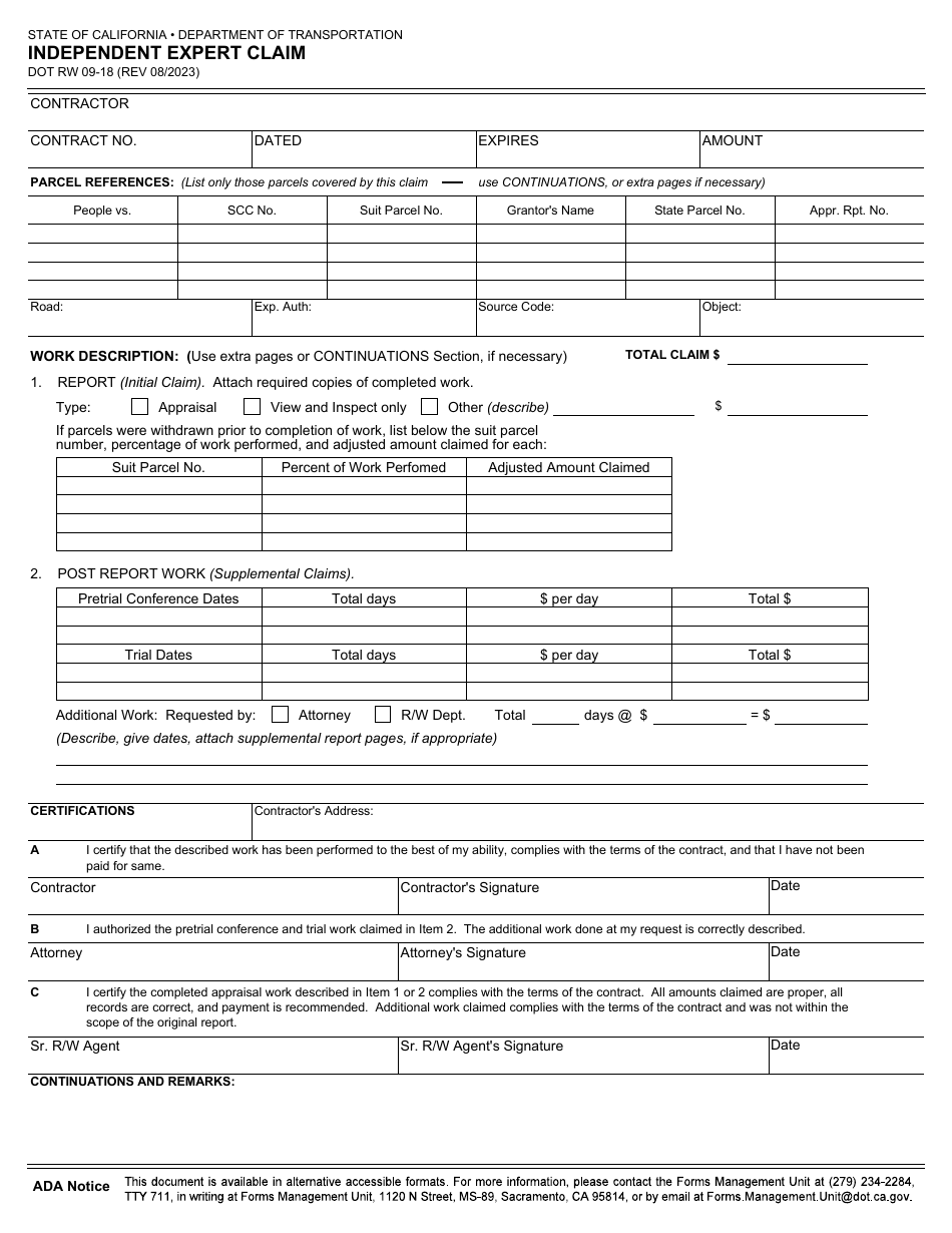 Form RW09-18 - Fill Out, Sign Online and Download Fillable PDF ...