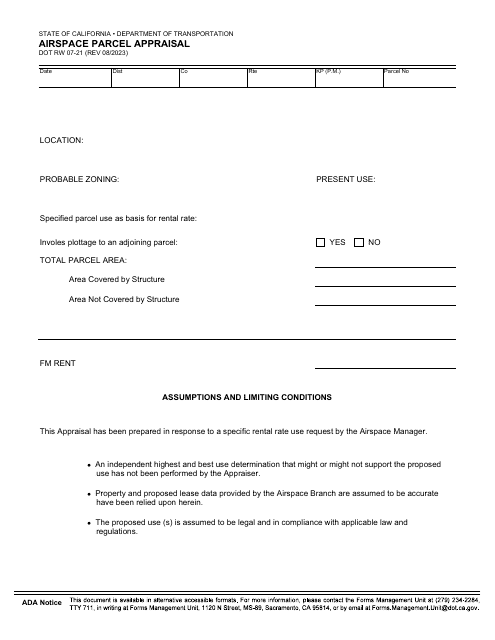 Form RW07-21  Printable Pdf