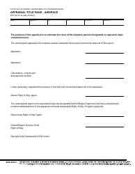 Document preview: Form RW07-20 Appraisal Title Page - Airspace - California
