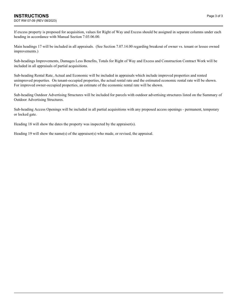 Form RW07-09 Appraisal Summary - California, Page 4