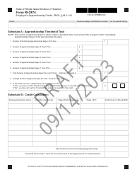 Form RI-2874 Employer&#039;s Apprenticeship Credit - Rigl 44-11-41 - Draft - Rhode Island