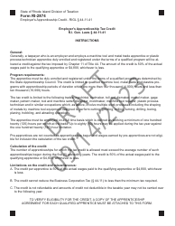 Form RI-2874 Employer&#039;s Apprenticeship Credit - Rigl 44-11-41 - Draft - Rhode Island, Page 2
