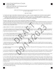Form RI-2441 Adult and Child Day Care Assistance and Development Tax Credit - Draft - Rhode Island, Page 2