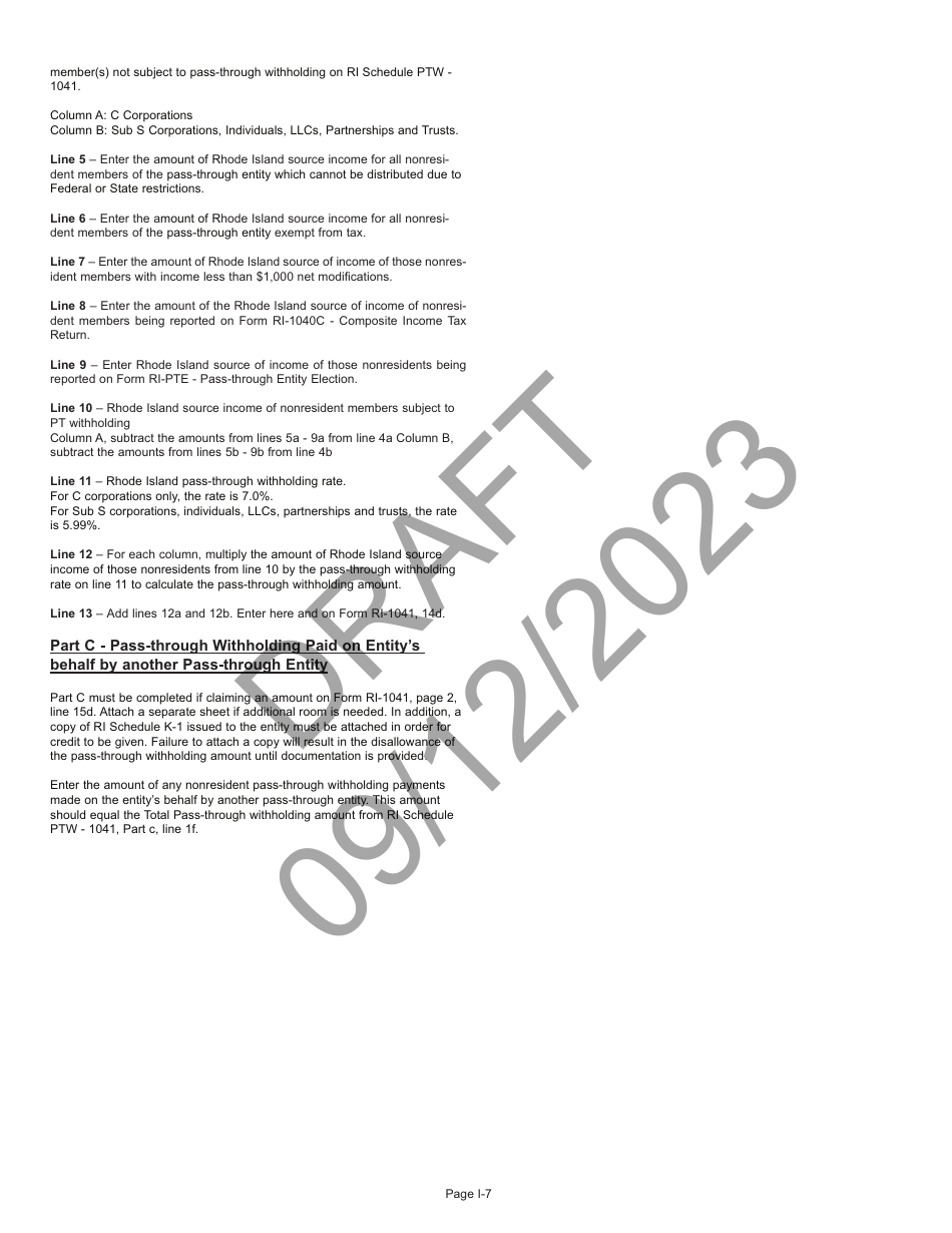 Instructions for Form RI-1041 Fiduciary Income Tax Return - Draft - Rhode Island, Page 7