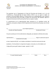 Document preview: Acuerdo De Inmunizacion Entre Los Padres/Guardian Y La Escuela - Wyoming (Spanish)