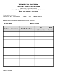 Document preview: Testing Seating Chart Form - Small Group/Individual Student - Kentucky