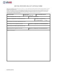 Document preview: Form AID491-2 On-The-Spot/Special Act (Ots/Sa) Form