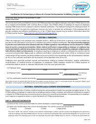 Document preview: Form DOL-FMS Certification for Serious Injury or Illness of a Current Servicemember for Military Caregiver Leave - Connecticut