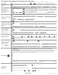 Formulario 115-S Formulario De Registro De Votante De Colorado - Colorado (Spanish)