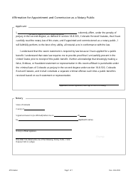 Affirmation for Appointment and Commission as a Notary Public - Colorado, Page 2