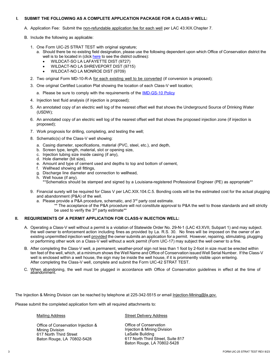 Form UIC-25 STRAT TEST Class V Stratigraphic Test Well Permit Application - Louisiana, Page 3