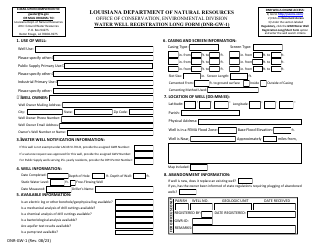 Document preview: Form DNR-GW-1 Water Well Registration Long Form - Louisiana