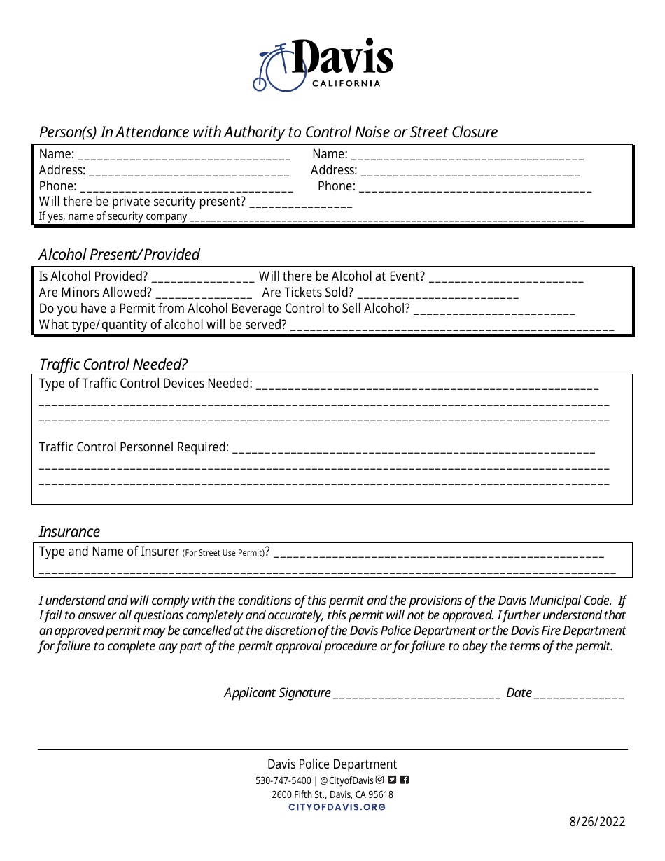 Street Use Permit Application - City of Davis, California, Page 4
